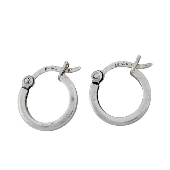 Estate Sterling Silver 925 Classic Hoop Earrings - Picture 4 of 7